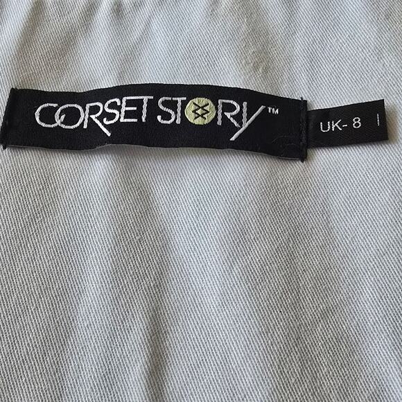 NWT Corset Story Blue Silver Overbust Corset Ren Fair Cosplay Top Size UK8 US4 - Picture 3 of 16